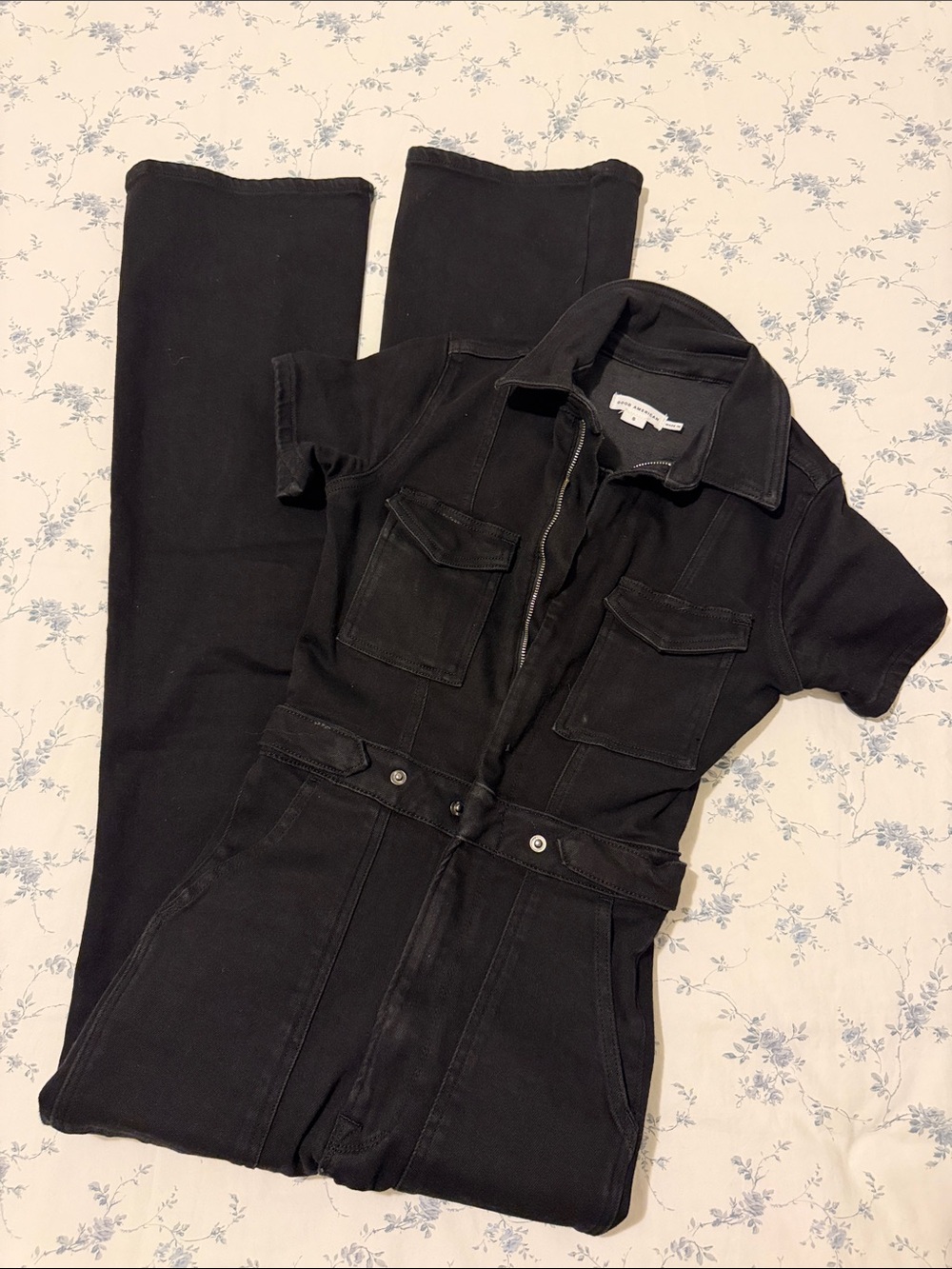 Good American Black Women's Utility Jumpsuit - Casual Short Sleeve Small